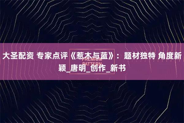 大圣配资 专家点评《惹木与蓝》：题材独特 角度新颖_唐明_创作_新书